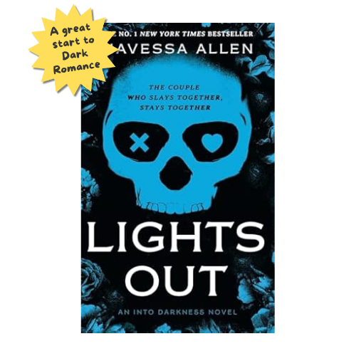 Book cover of 'Lights Out' by Avessa Allen with a blue skull design on a dark background.